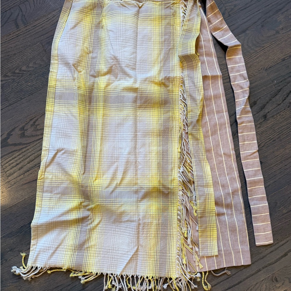 Yellow Plaid Fringe Wrap Women's Skirt SF/Z/O
